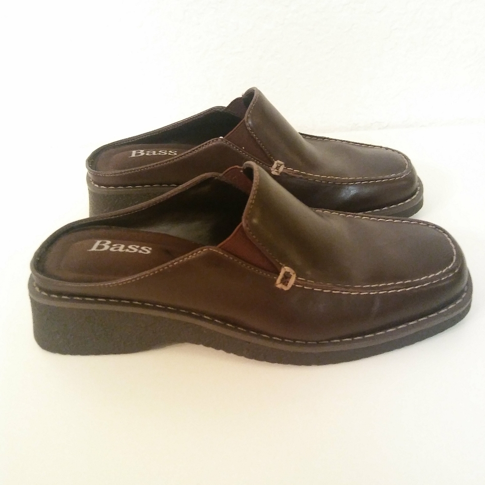 NEW BASS TIONA Leather Moccasin Clogs Mules Shoes